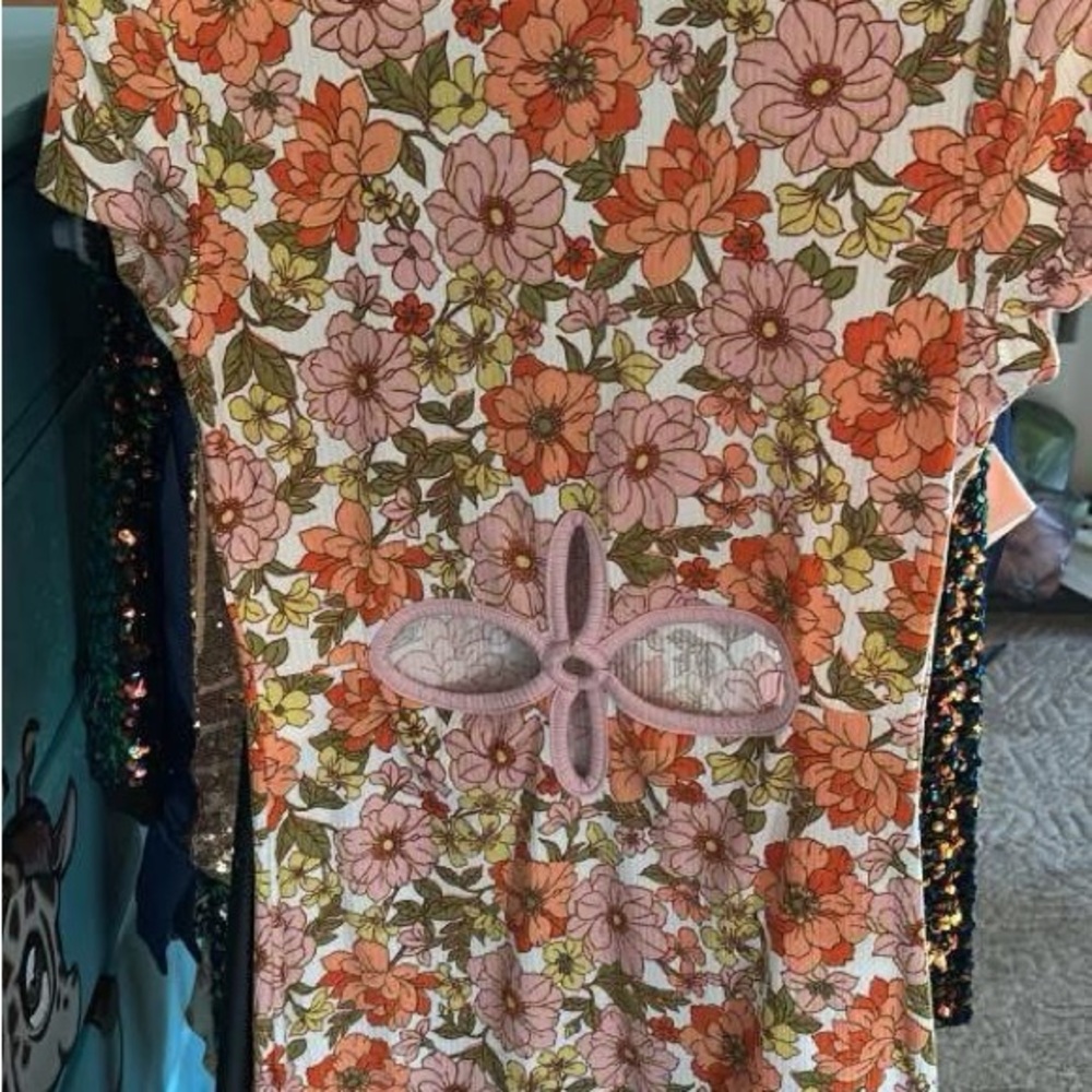 Rue21 Floral Midi Dress - Orange and Pink